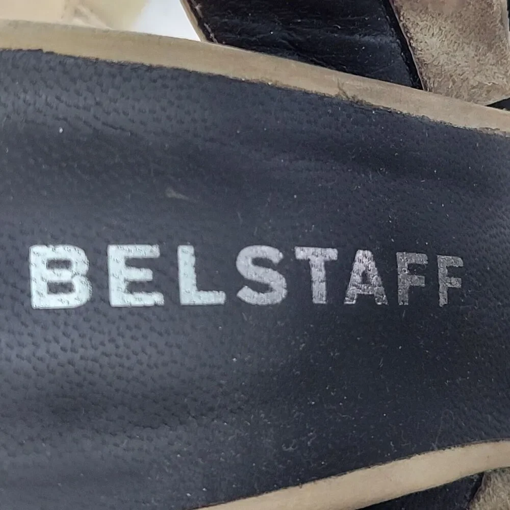 Belstaff Heels Womens 38 8 Neutrals Beige Leather‎ Caged Gladiator Ultra High
